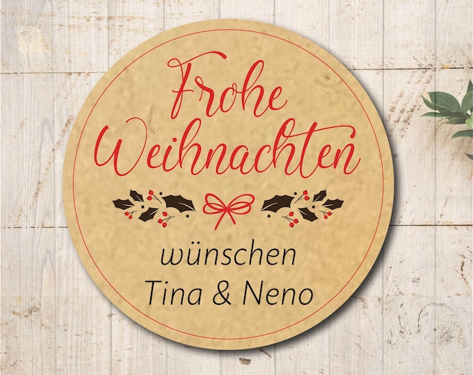 Christmas stickers “Merry Christmas” – personalized kraft paper labels – packaging stickers, gift stickers, stickers