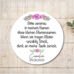 Etiquetas adhesivas de semillas de flores, bautismo, boda, comunión, confirmación, inscripción escolar, personalizadas