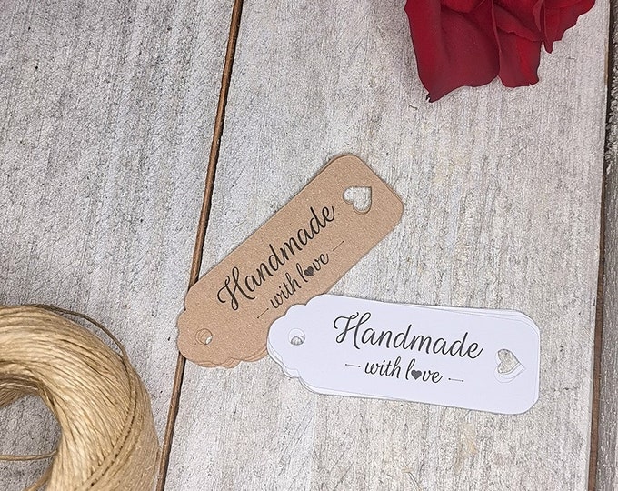 25 Gift Tags Labels Handmade with love Tags Gift Tags Baptism Wedding Communion Confirmation