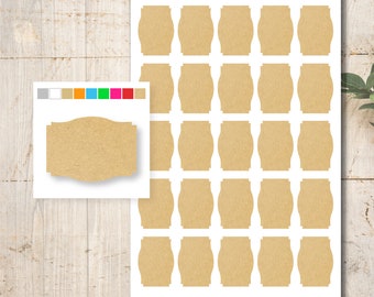25 Kraft Paper Stickers Color Selection Labels