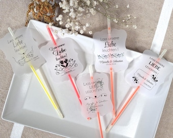 25 Glow Stick Signs Decoration Label Wedding Personalized Various Designs