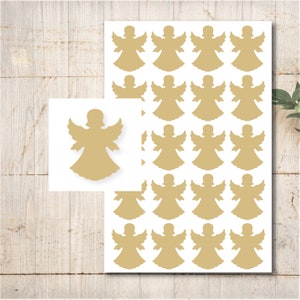 20  Engel Aufkleber Sticker Farbauswahl Silber Gold Weihnachten Taufe Hochzeit Kommunion Konfirmation