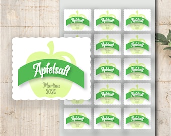 15 Aufkleber Etiketten Sticker Personalisiert Apfelsaft