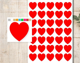 35 self-adhesive heart stickers – heart stickers color selection, wedding, packaging, DIY, party, scrapbooking