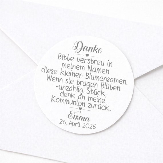 Personalisierte Blumensamen-Aufkleber Rund – Dank Produktbild-Vorschau 4