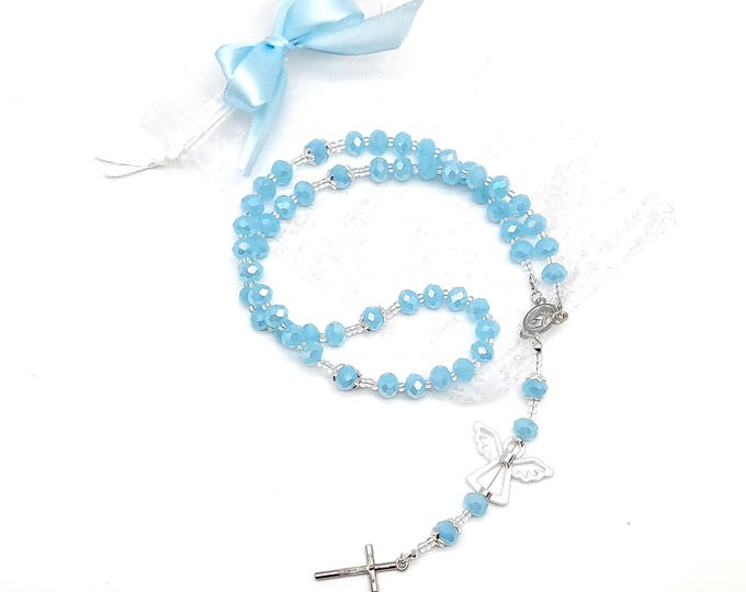 Rosary with name personalized baptism communion confirmation gift color selection