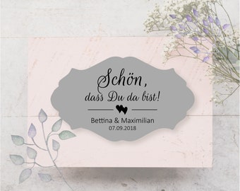 Sticker 24 Aufkleber Etiketten Schön dass Du da bist Taufe Hochzeit Kommunion Konfirmation