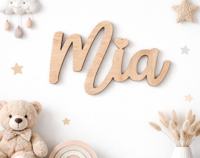 Holzname – Personalisierter Name aus Holz | Schriftzug aus Holz | Türschild | Laser Cut Schriftzug personalisiert