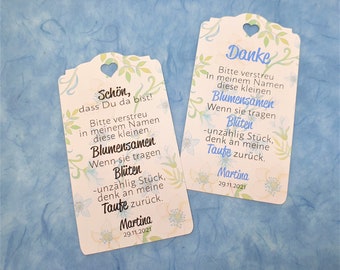 25 Geschenkanhänger Etiketten Danke Schön, dass.. Personalisiert Blumensamen Taufe Hochzeit Kommunion Konfirmation Einschulung Gastgeschenke