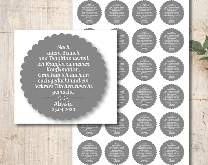 24 Stickers Labels Stickers According to Old Custom Communion Confirmation