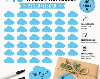 Naklejki z chmurkami do pisania – Niebieskie naklejki na prezenty i baby shower – Etykiety z imionami dla dzieci – Dekoracje na imprezy – Naklejki papierowe