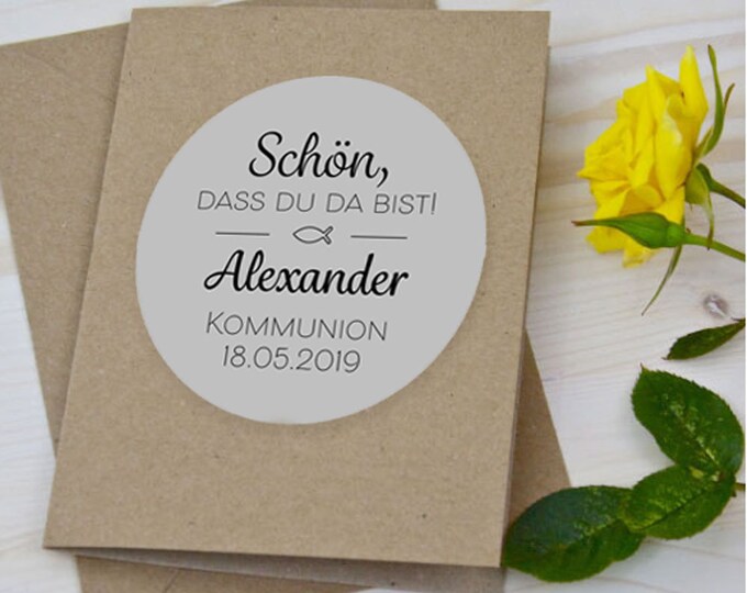 24 Stickers Labels Nice that you are here Sticker Gold Silver Color Selection Personalized Baptism Communion Confirmation