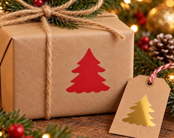 Tannenbaum Aufkleber, 24 Weihnachtssticker, 4 cm, 8 Farben, Geschenkdeko