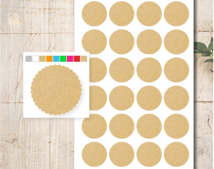 24 Kraft Paper Stickers Gold Silver Baptism Wedding Communion Confirmation Circle