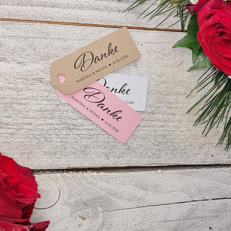 25 Geschenkanhänger Etiketten Danke Tags Gift Tags Taufe Hochzeit Kommunion Konfirmation Gastgeschenke Personalisiert Bild 1