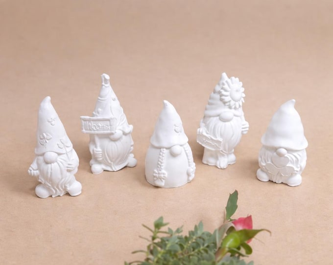 Weiße Deko Wichtel aus Keraflott – 5 Motive – 9–10 cm – Skandinavische Dekofigur – Bastel Wichtel – DIY Rohling – Geschenkidee