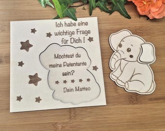 Godparent Proposal Gift | Personalized Gift for Godmother & Godfather | Wooden Card Baby Birth Baptism | Individually Engraved Wooden Card