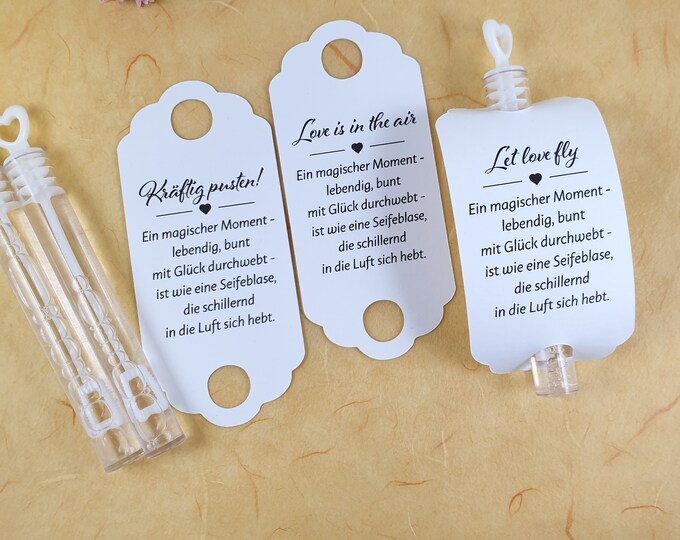 25 Gift Tags Labels Wedding Soap Bubbles Tags Gift Tags Baptism Wedding Communion Confirmation Favors