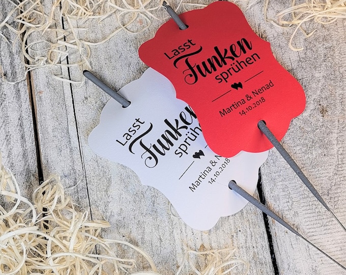 25 Wunderkerzen  Halter Wunderkerzenhalter Hochzeit Tags Sparkler holder personalisiert Gastgeschneke Knicklichter Knicklichterhalter