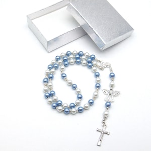 Rosary with name personalized baptism communion confirmation gift color selection