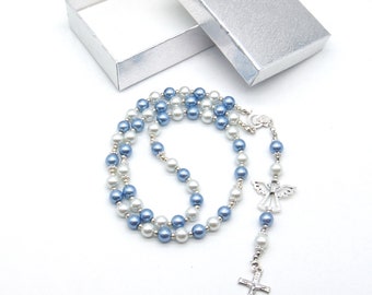 Rosary with name personalized baptism communion confirmation gift color selection