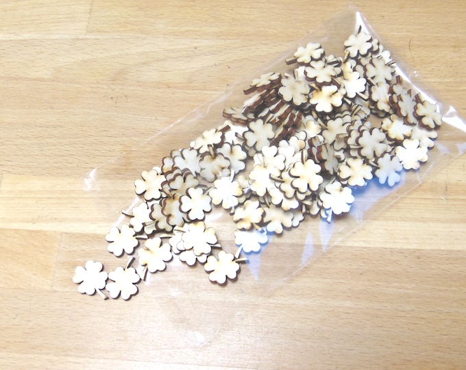 50pcs Cloverleaf Wood Laser Cut Deco Scatter Decoration Confetti Table Decoration Craft Accessories