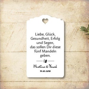 25 Geschenkanhänger Etiketten Tags Gift Tags Mandelspruch Mandel Hochzeit Taufe Kommunion Konfirmation Personalisiert Gastgeschenk