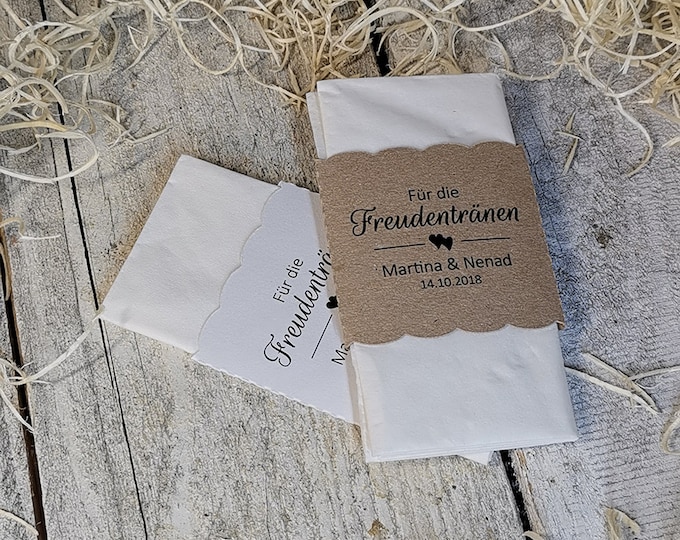 60 banderole tears of joy personalized kraft paper handkerchiefs baptism wedding communion confirmation