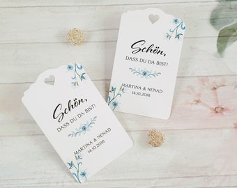 10 Geschenkanhänger Tags Etiketten Tags Gift Tags personalisiert Schön, dass du da bist Gastgeschenke