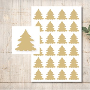 24  Tannenbaum Aufkleber Sticker  Farbauswahl Silber Gold Kraftpapier Weihnachten