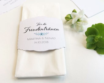 25 Personalized Tissue Band Wrappers – Tears of Joy Wedding Favor | Transparent Paper Wraps for Ceremony or Baptism Guests
