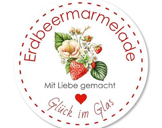 Personalisierte Marmeladen Etiketten | Erdbeermarmelade Aufkleber 4–8 cm | Selbstklebend | Geschenk aus der Küche | Hofladen Etikett