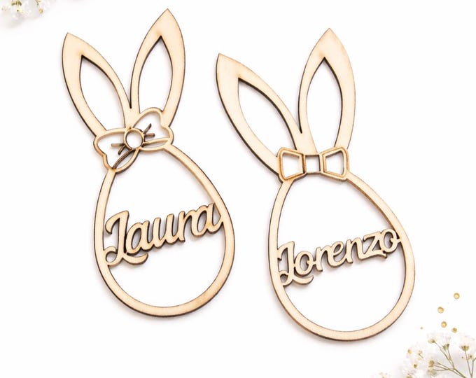 Personalisierter Holz Osterhase mit Namen – Osterdekoration aus Holz – Geschenk zu Ostern – Handmade