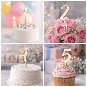 Holz Cake Topper Zahl – Geburtstag Tortenstecker aus Holz – Zahlen 1–9 – Tortendeko Geburtstag – Handmade Kuchendeko
