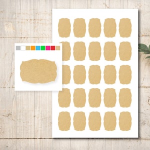 25 étiquettes autocollantes en papier kraft sélection de couleurs