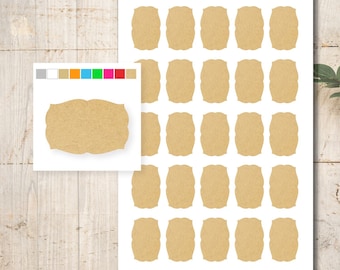 25 Kraft Paper Stickers Labels Color Selection