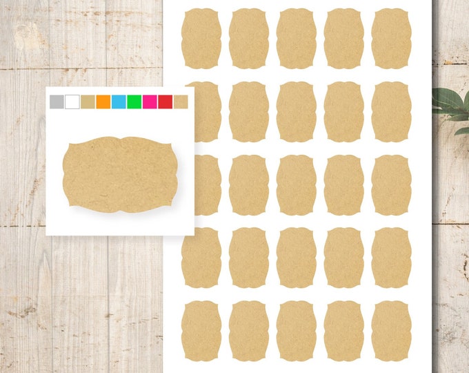25 Kraft Paper Stickers Labels Color Selection