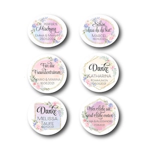 Stickers Etiketten Sticker Dank u wel Leuk dat u er bent Bruiloft Doop Communie Bevestiging Bloemen