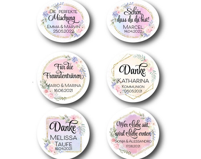 Stickers Labels Sticker Thank you Nice that you are here Wedding Baptism Communion Confirmation Floral