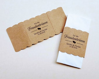 40 liens de larmes de joie personnalisé papier kraft Mouchoirs Baptême Mariage Communion Confirmation