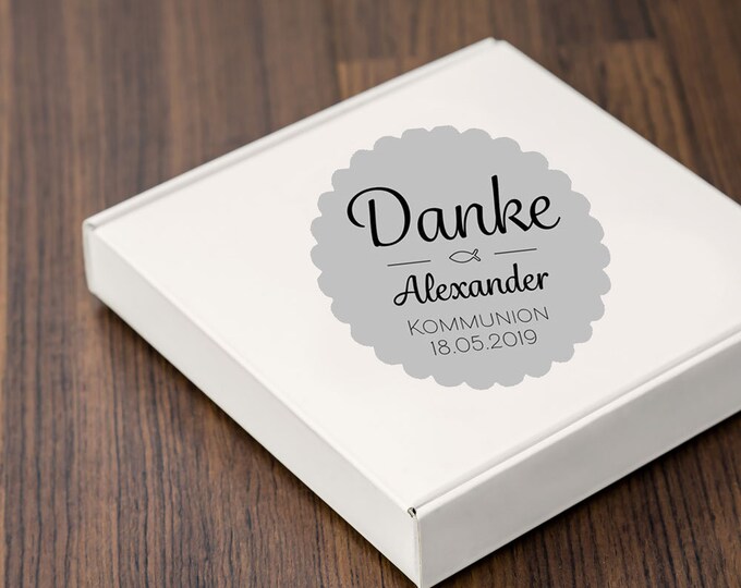 24 Stickers Labels Thank You Stickers Gold Silver Color Selection Personalized Baptism Communion Confirmation