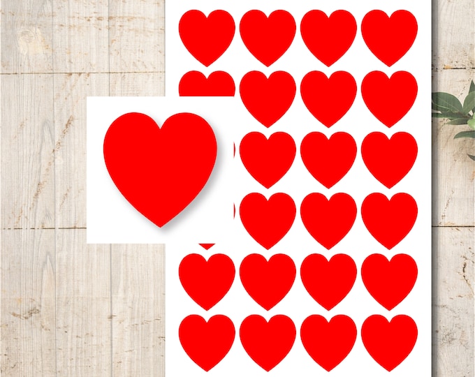 24 Heart Stickers Color Selection Wedding Baptism Communion Confirmation