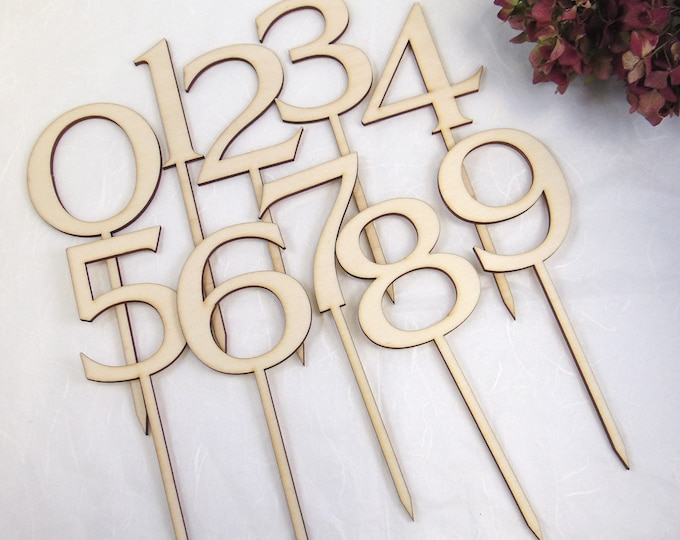 Cake Topper Numbers, Cake Topper, Cake Topper, Cake Topper, Natural, Laser Cut Wood