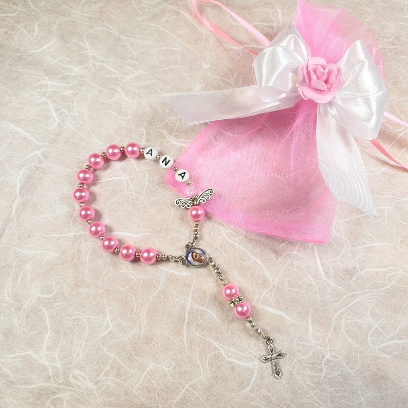 Rosary short personalized baptism communion confirmation gift color selection image 4