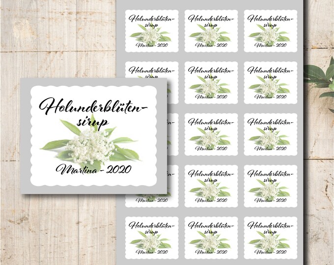 15 Stickers Labels Stickers Personalized Elderflower Syrup Elderberry