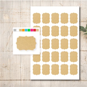25 Kraftpapier Aufkleber Sticker Farbauswahl Labels