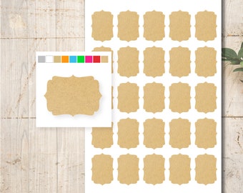 25 Kraft Paper Stickers Color Selection Labels