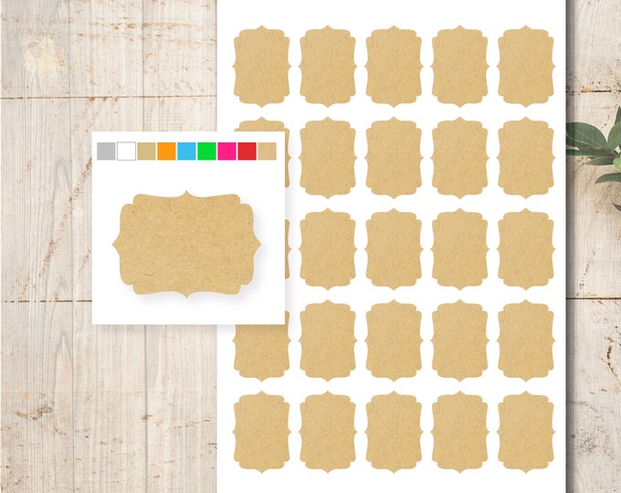 25 Kraft Paper Stickers Color Selection Labels