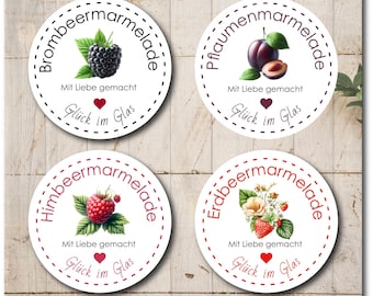 Jam stickers self-adhesive – 24 labels Ø 4–8 cm – personalizable for jam, honey, wedding, party gifts