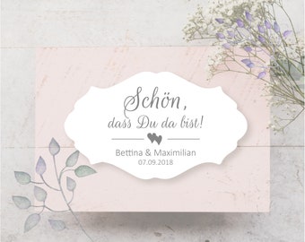 24 Aufkleber Etiketten Sticker Personalisiert Schön dass Du da bist Taufe Hochzeit Kommunion Konfirmation